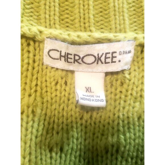 Cherokee Green Cable knit Collar Button Up Cardigan Sweater Size XL - Picture 2 of 7